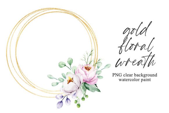Download Gold Frame, Floral Wreath with Flowers. - Flower Collection