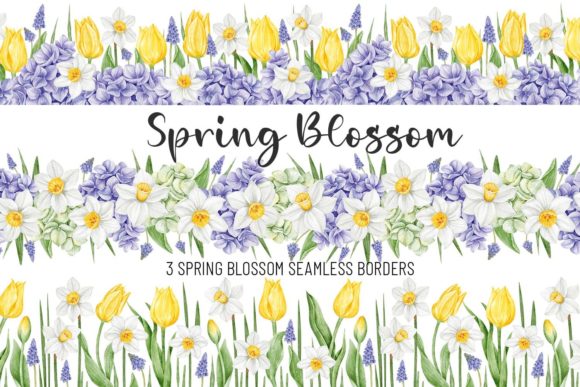 Download Watercolor Seamless Border Spring Flower - Flower Collection