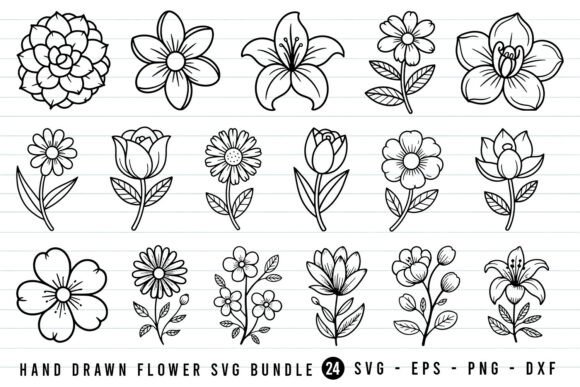 Download Hand Drawn Flower SVG Bundle - Flower Collection