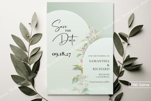 Download Green 2 Arch Blush Floral Save the Date - Floral Collection