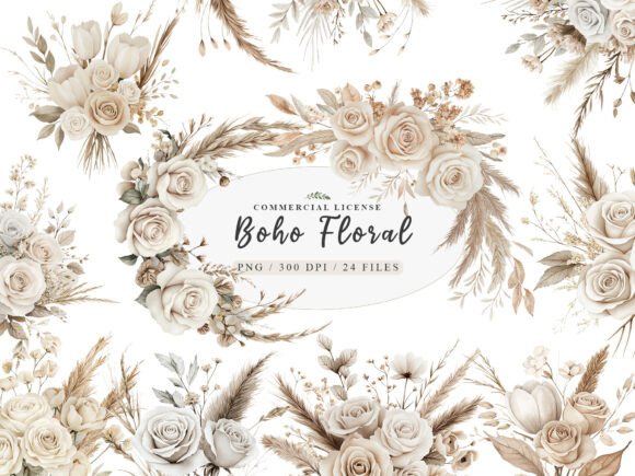 Download Watercolor White Boho Wedding Floral Png - Floral Collection