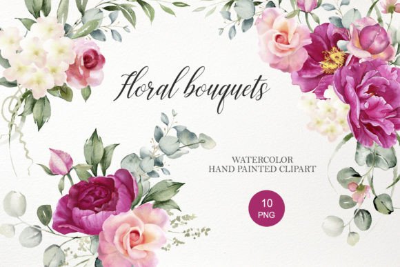 Download Watercolor Floral Bouquet Clipart PNG - Floral Collection
