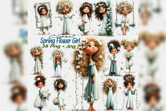 Download Whimsical Spring Flower Girl Clipart Png - Flower Collection